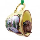 HTCD19A Dachshund, Red Snowman Holiday Tea Cup Ornament