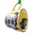 HTCD19B Dachshund, Black Snowman Holiday Tea Cup Ornament