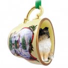 HTCD20B Sheltie, Tricolor Snowman Holiday Tea Cup Ornament