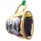 HTCD21A Chow, Black Snowman Holiday Tea Cup Ornament