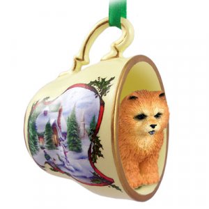 HTCD21B Chow, Red Snowman Holiday Tea Cup Ornament