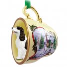 HTCD22A Springer Spaniel, Liver & White Snowman Holiday Tea Cup Ornament