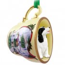HTCD22B Springer Spaniel, Black & White Snowman Holiday Tea Cup Ornament