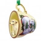 HTCD24B Labrador Retriever, Yellow Snowman Holiday Tea Cup Ornament