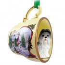 HTCD26A Shih Tzu, Gray Snowman Holiday Tea Cup Ornament