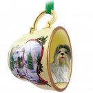 HTCD26C Shih Tzu, Mixed Snowman Holiday Tea Cup Ornament