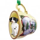 HTCD27A Brittany, Liver & White Snowman Holiday Tea Cup Ornament