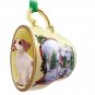 HTCD27B Brittany, Brown & White Snowman Holiday Tea Cup Ornament