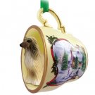 HTCD28B Afghan, Tan & White Snowman Holiday Tea Cup Ornament
