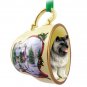 HTCD32 Keeshond Snowman Holiday Tea Cup Ornament
