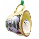 HTCD34 Maltese Snowman Holiday Tea Cup Ornament
