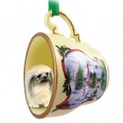 HTCD36 Pekingese Snowman Holiday Tea Cup Ornament