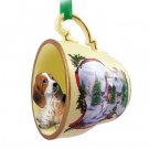 HTCD37 Basset Hound Snowman Holiday Tea Cup Ornament