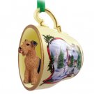 HTCD38 Airedale Snowman Holiday Tea Cup Ornament