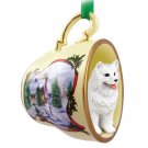 HTCD39 Samoyed  Snowman Holiday Tea Cup Ornament