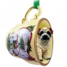 HTCD40C Shar Pei, Cream Snowman Holiday Tea Cup Ornament