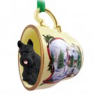 HTCD42 Scottish Terrier  Snowman Holiday Tea Cup Ornament