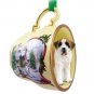 HTCD44 Saint Bernard, Smooth Coat Snowman Holiday Tea Cup Ornament