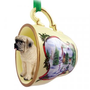 HTCD49 Mastiff Snowman Holiday Tea Cup Ornament