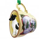 HTCD50B Fox Terrier, Black & White Snowman Holiday Tea Cup Ornament