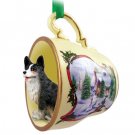 HTCD51B Welsh Corgi, Cardigan Snowman Holiday Tea Cup Ornament