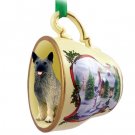 HTCD52 Norwegian Elkhound Snowman Holiday Tea Cup Ornament