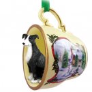 HTCD54A Greyhound, Black & White Snowman Holiday Tea Cup Ornament