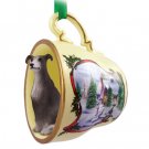 HTCD54B Greyhound, Gray Snowman Holiday Tea Cup Ornament