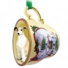 HTCD54D Greyhound, Tan & White Snowman Holiday Tea Cup Ornament
