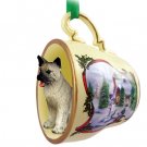 HTCD55A Akita Gray Snowman Holiday Tea Cup Ornament