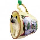 HTCD55B Akita, Fawn Snowman Holiday Tea Cup Ornament