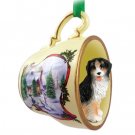 HTCD61 Bernese Mountain Dog Snowman Holiday Tea Cup Ornament
