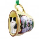 HTCD62 Border Collie Snowman Holiday Tea Cup Ornament