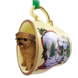 HTCD64 Norfolk Terrier Snowman Holiday Tea Cup Ornament