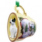 HTCD65A Pit Bull Terrier, White Snowman Holiday Tea Cup Ornament