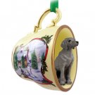 HTCD68 Weimaraner Snowman Holiday Tea Cup Ornament
