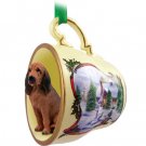 HTCD69 Bloodhound Snowman Holiday Tea Cup Ornament