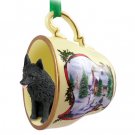 HTCD71 Schipperke  Snowman Holiday Tea Cup Ornament