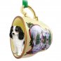 HTCD80B Cavalier King Charles, Black & White Snowman Holiday Tea Cup Ornament