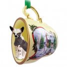HTCD81 Chinese Crested Dog Snowman Holiday Tea Cup Ornament