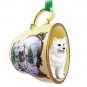 HTCD82 American Eskimo Snowman Holiday Tea Cup Ornament