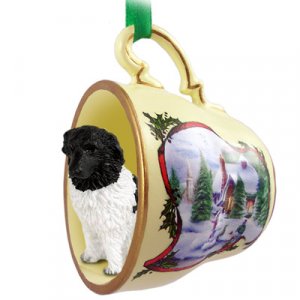 HTCD86 Landseer  Snowman Holiday Tea Cup Ornament
