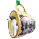 HTCD92C Whippet, Gray & White Snowman Holiday Tea Cup Ornament