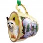 HTCD93 Silky Terrier  Snowman Holiday Tea Cup Ornament