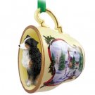 HTCD99F Australian Shepherd Tricolor, Docked Snowman Holiday Tea Cup Ornament