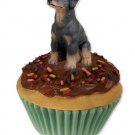 PC101A Doberman, Black, Uncropped Pupcake Trinket Box