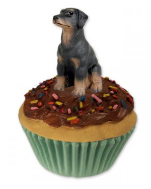 PC101A Doberman, Black, Uncropped Pupcake Trinket Box
