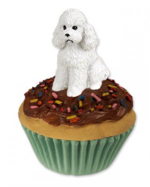 PC104A Poodle, White, Sport cut Pupcake Trinket Box