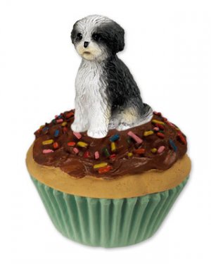 PC128D Shih Tzu, Black & White, Sport cut Pupcake Trinket Box