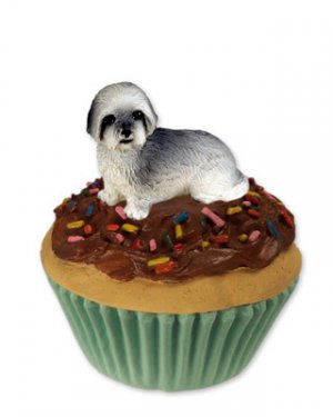 PC129A Lhasa Apso, Gray, Sport cut Pupcake Trinket Box